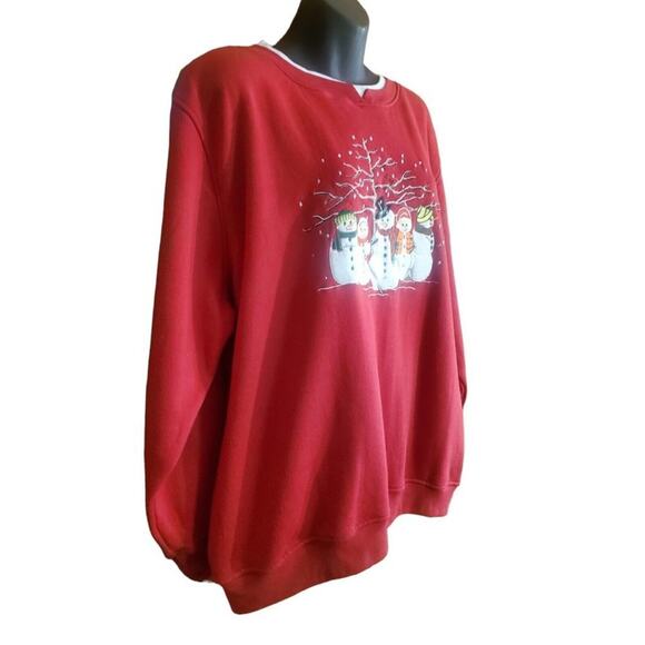 Vintage Holiday Sweatshirt SIZE IX Ugly Christmas Sweater Snowman - Picture 2 of 6